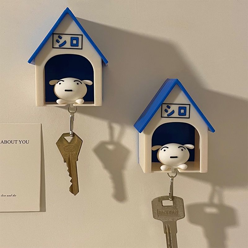 Crayon Shin-Chan Key Rack Nohara Shiro Keychain House Key Chain Wall Door Table Edge Use Anti-Loss Decoration Creative Doll Toy