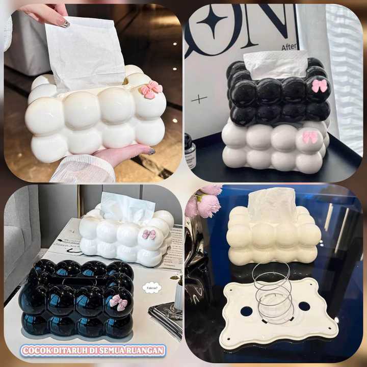 Bubble Bow Tissue Box | Cute Decorative Tissue Holder for Home, Office & Car