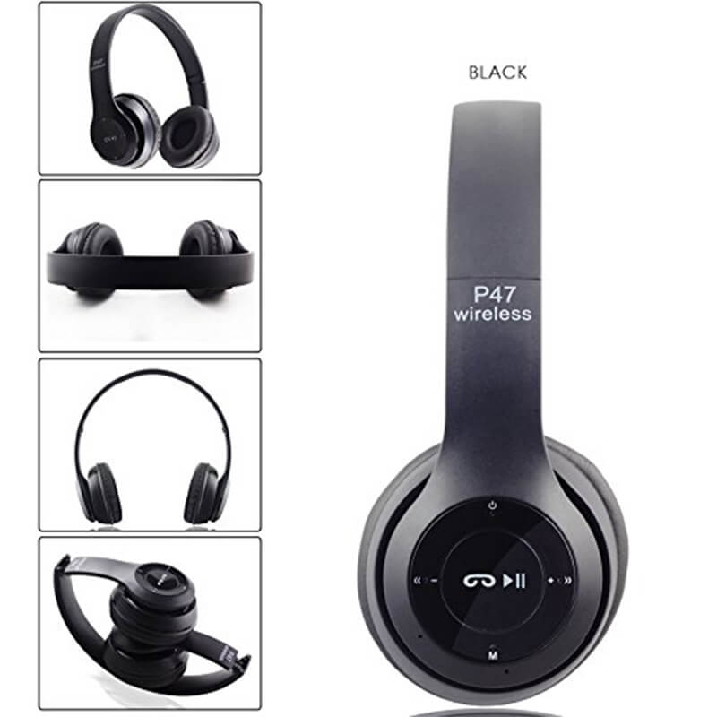 Foldable P47 Wireless headphones with Microphone Bluetooth Foldable Headset Support FM Radio TF for PC ,TV Smart Phones & Tablets etc.