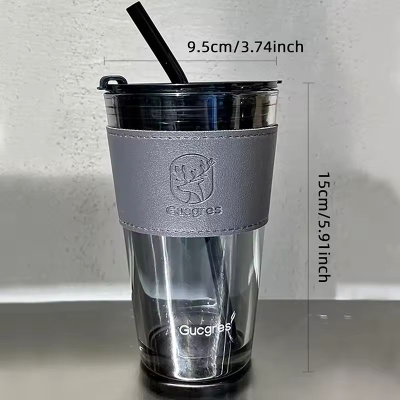 450ml Bamboo Glass Straw Cup