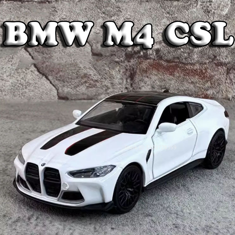 1:36 Model Car BMW M4 CSL M3 1987 Miniature Cars Alloy Diecast Doors Opened Pull Back  Tires Ornament Toys for Kids 