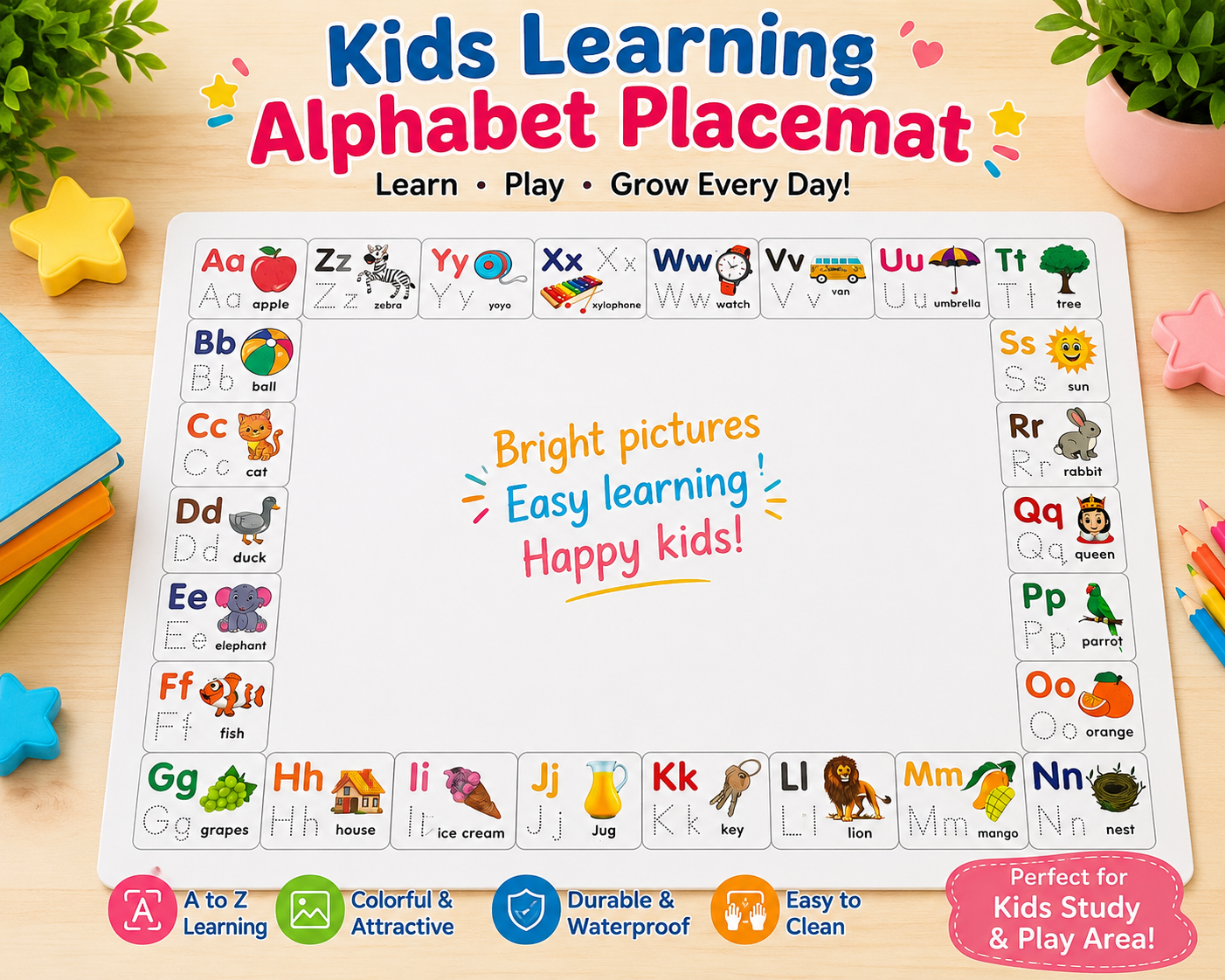 Kids Learning Alphabet Placemat: Learn, Play, Grow Every Day!
