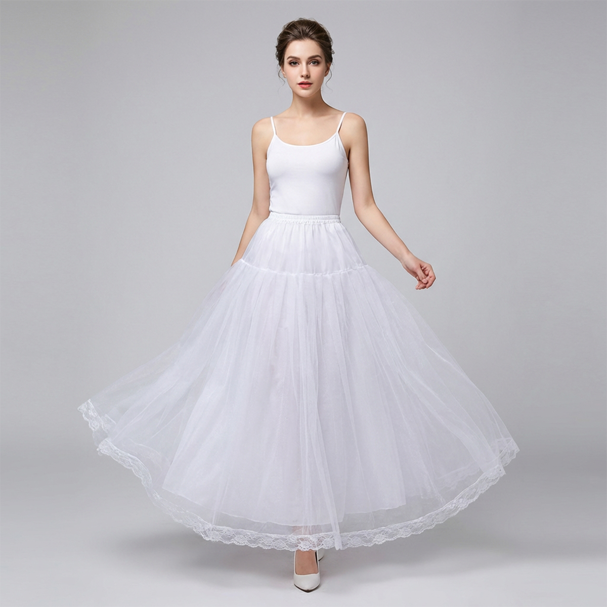 4-Layer Cancan White Skirt for Lehenga, Maxi, Sharara & Frock - Adjustable Waist, 24-46 Inches