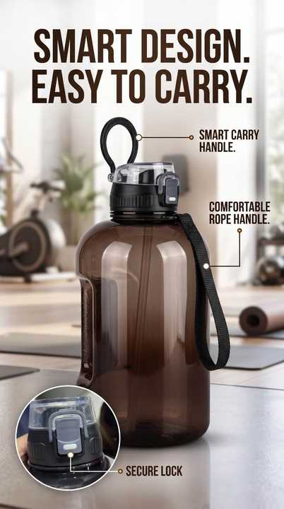 2000ML Large Capacity Plastic Sports Water Bottle – Motivational Time Marker Gallon Jug with Handle for Gym, Fitness & Outdoor Activities (Random Colors)
