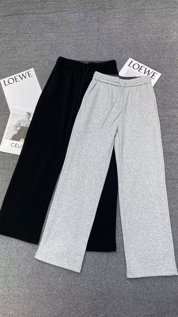 Womens pack of 2 Grey and Black Wide leg jersey trousers