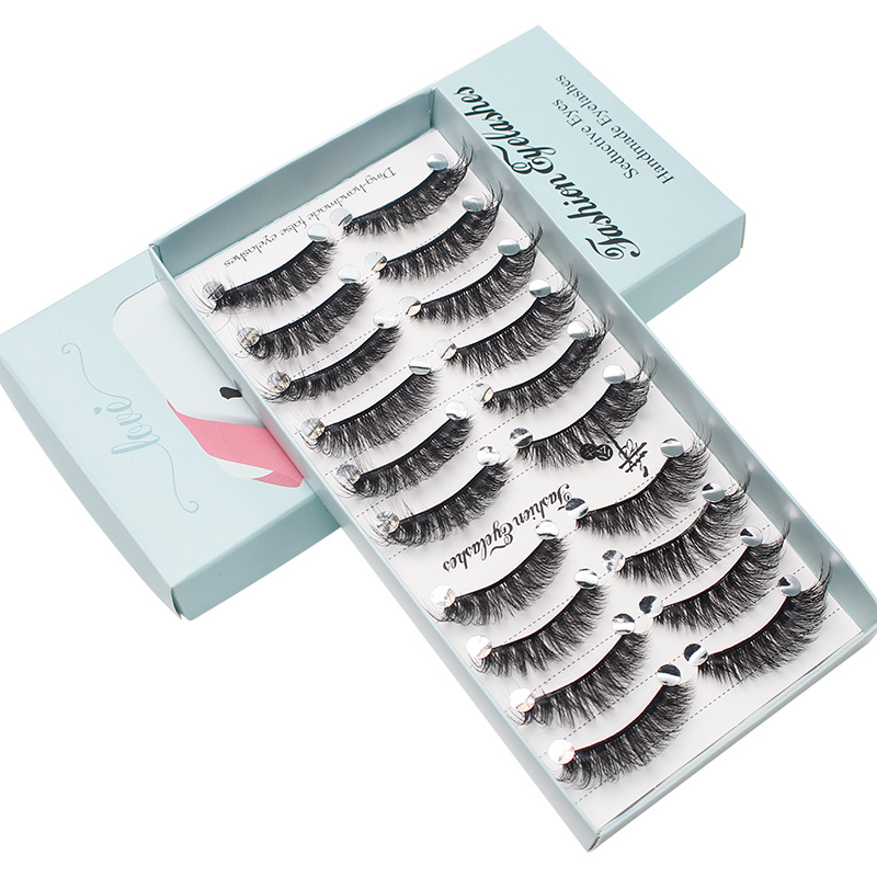 Wispy Curl False Lashes 10 Pairs Lightweight Natural Look - Crescent Shape | Black Imported