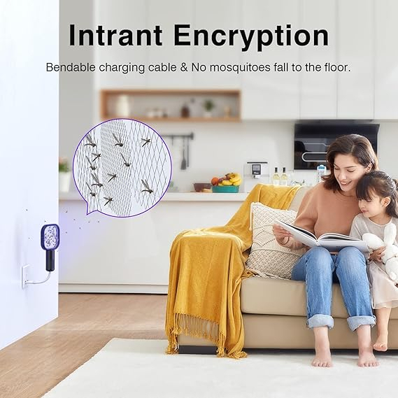Electric Mosquito Racket/Killer Handheld Electric Fly Swatter Mosquito Anti Racket Bat with UV Light Racket Mini Electric Mosquito Repellent for Indoor & Outdoor