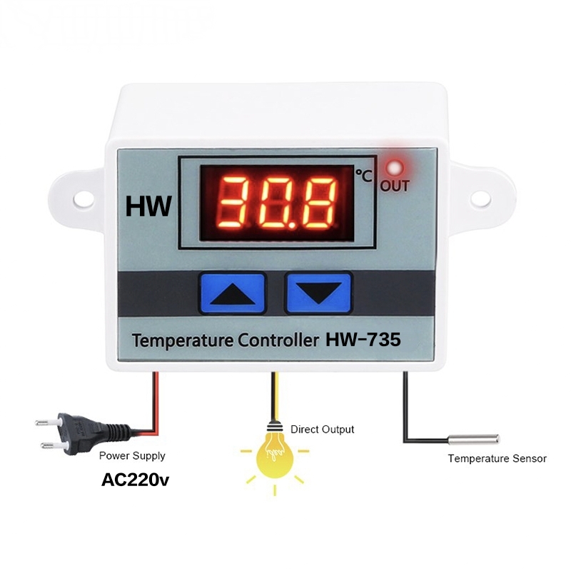 AC 220V W3001 LED Temperature Controller 10A Thermostat Control Switch Probe