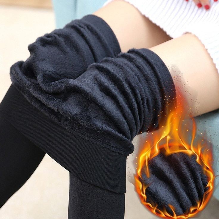 Women Ladies Winter Warm Leggings Fleece Lined Thick Thermal Full Foot Tight Pant Polar Pantyhose High Waist Wool Legging