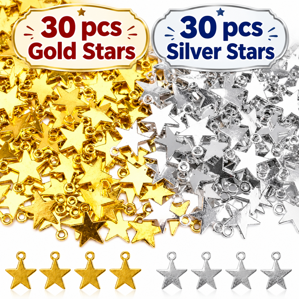 20 /50 /100 Pcs Stainless Steel Star And Moon Charms For Jewellery Making Supplies - DIY Accessories Bracelets Necklace Earrings
