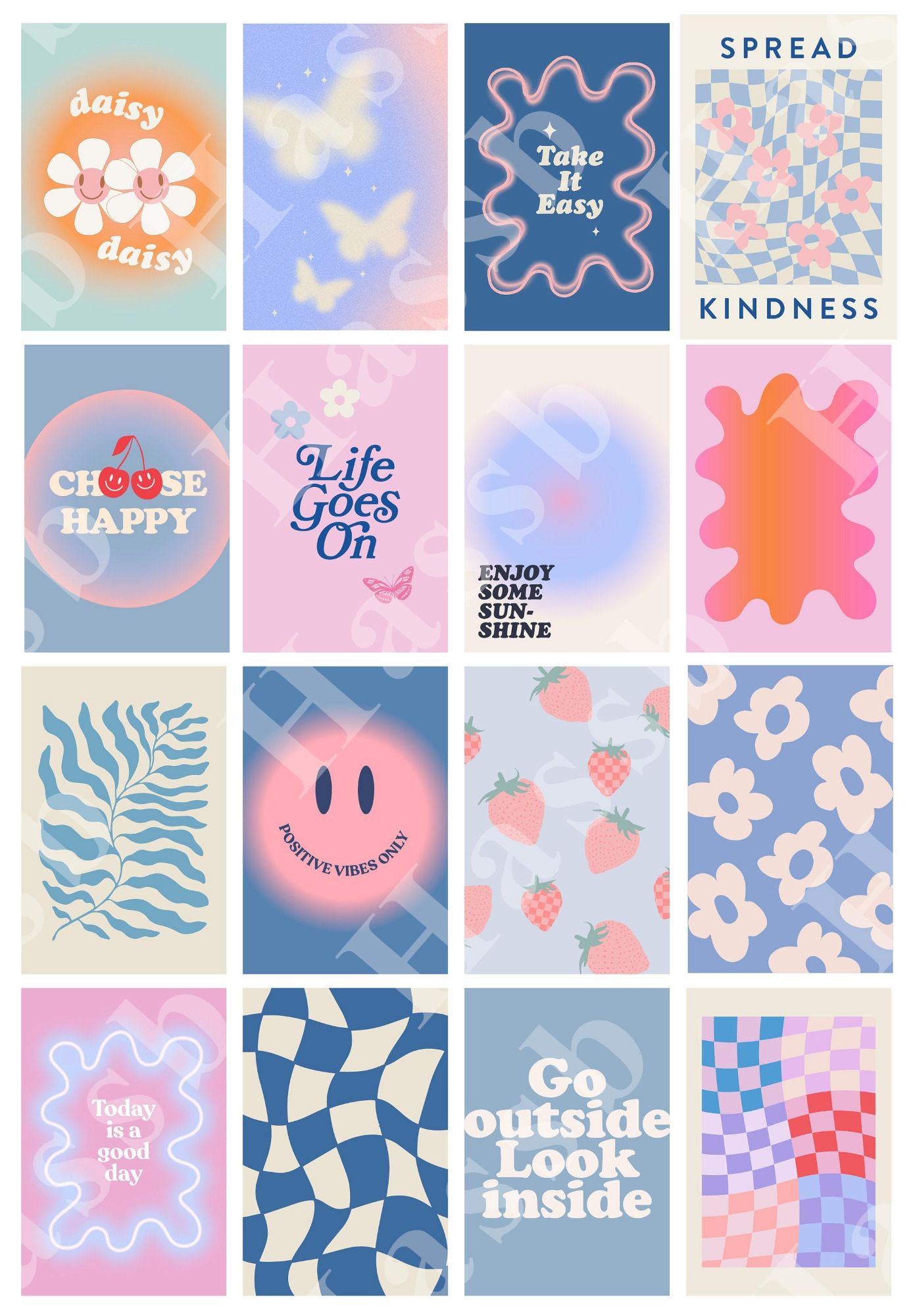 Aesthetic 16-Piece 4x6 Wall Collage Kit - Glossy Posters for Room Decor