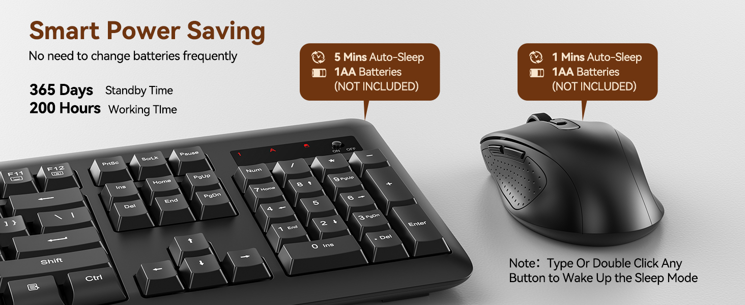 Redragon BS-7367B Wireless Keyboard and Mouse Combo Membrane Basic Mouse and Keyboard 2.4G Full-Sized with 5 Level DPI Adjustable 20 S5d34968f34054012ae06dbc80f95a66eY