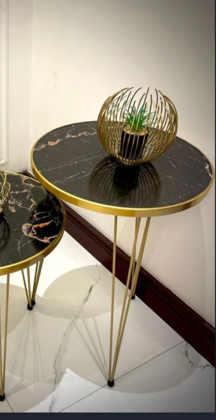 MDF Wood Round Coffee table With metal stand/Side table/ Nesting end table / round coffee table/coffee Table/ Table for Home decor ,living room and for bed side
