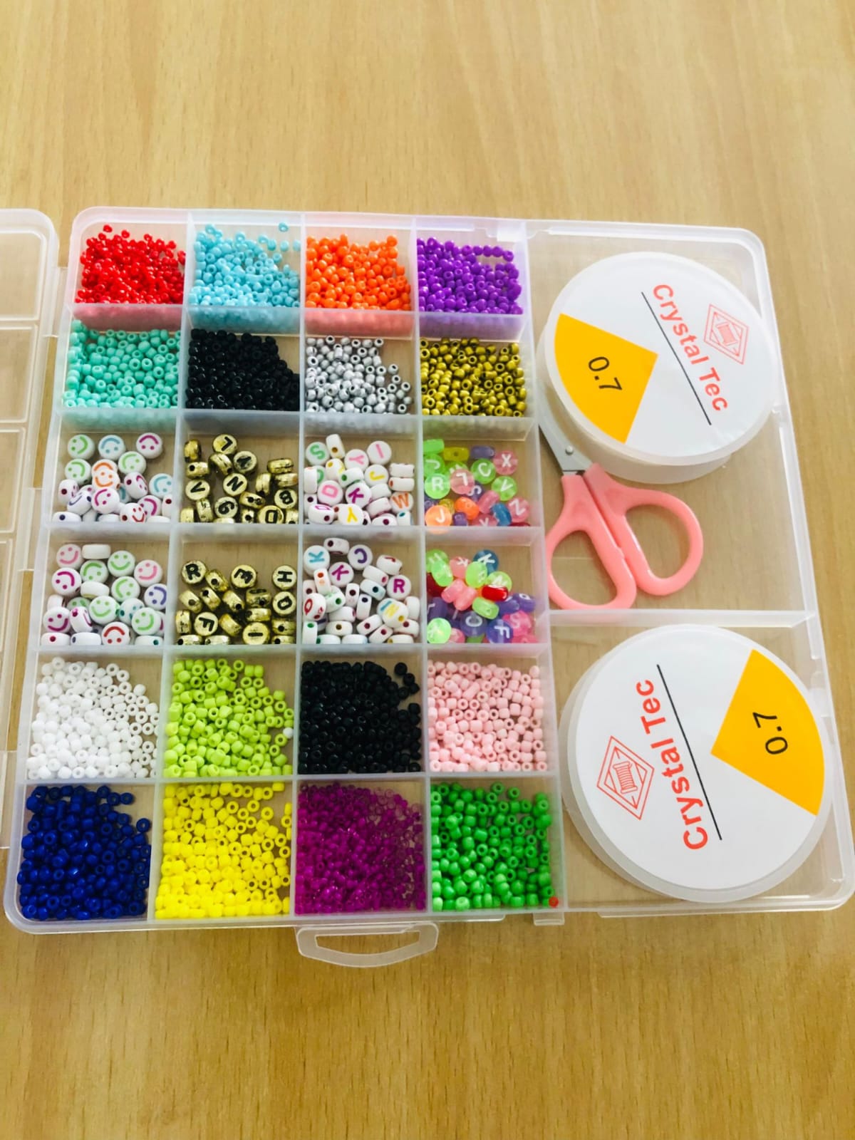 DIY Jewelry Making Beads Kit with Organizer Box | Colorful Seed Beads, Alphabet & Letter Beads with Scissors | Bracelet Necklace Making Craft Kit