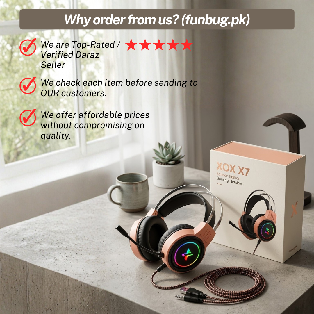 FunBug Pro Gaming Headset with RGB Lights, Noise Cancelling Microphone, USB/3.5mm Plug - Comfortable Ear Cushions, On-Headset Audio Control, New Gaming Headphones