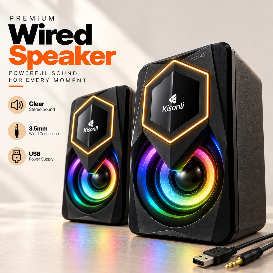 RGB Dual 4K HD Sound Gaming Speaker System with USB 3.5mm Plug for PC/Laptop/Mobile/TV - High-Quality Audio Experience - Kisonli L1020 by FunBug
