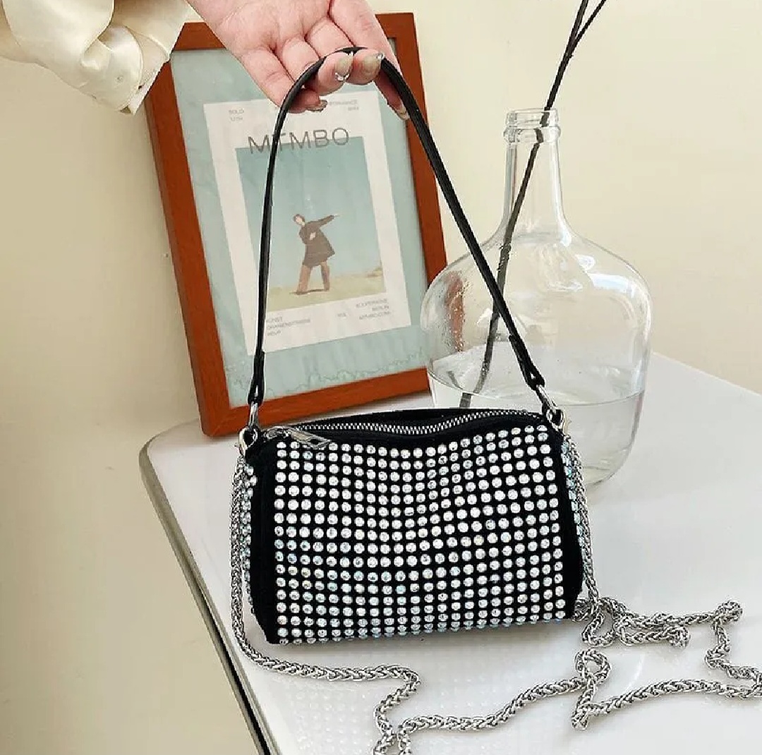 Rhinestone Luxury Evening Bags Ladies Korean Style Cylinder Diamond Crossbody