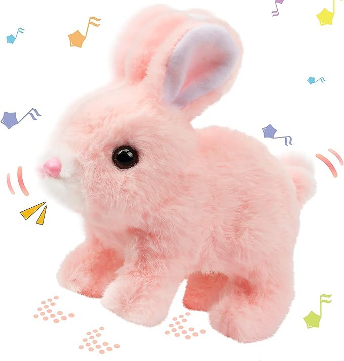 Rabbit Toy Soft Fur Realistic Walking, Talking Bunny with Sounds and Movements, Electronic Robot pet Toy for Kids, Gift for Toddlers Birthday