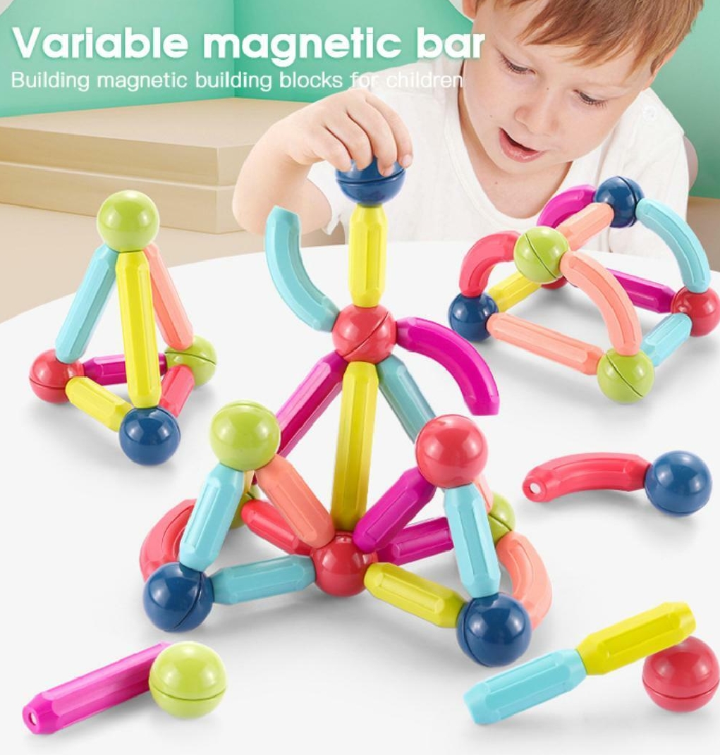 Magnetic Toy for Kids - Colorful Magnetic Blocks and Building Toy for Toddlers - Educational STEM Magnetic Toy Set