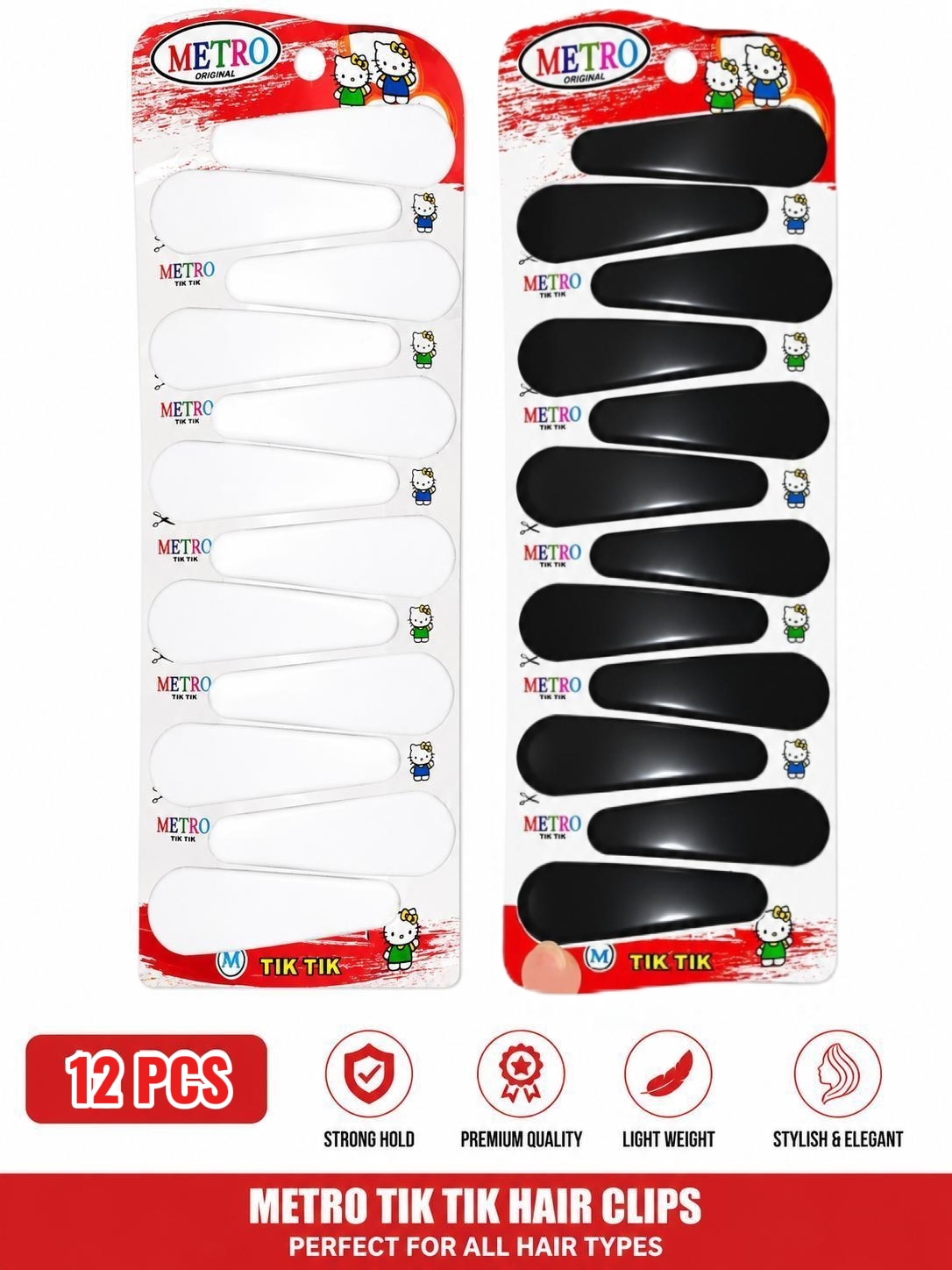12 Pcs Black & White Hair Clips Set Medium Size TikTak Snap Clips For Girls Women And Kids Best Quality Hair Pins Stylish Hair Accessories For Daily Use School Office Party Wear Strong Grip Non Slip Hair Clips For All Hair Types