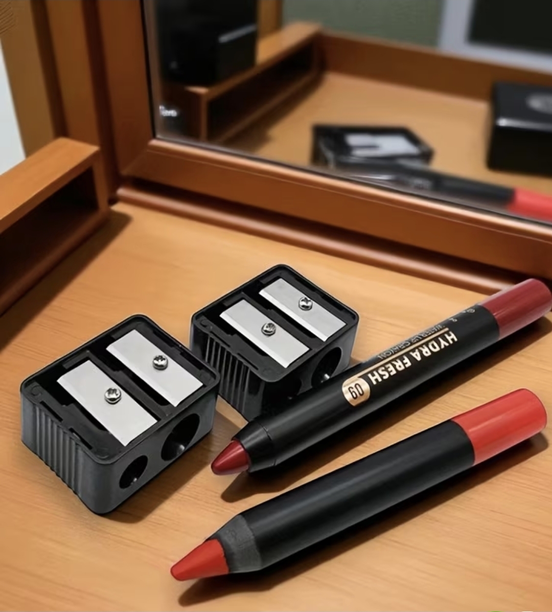Imported Double Hole Cosmetic Pencil Sharpener for Eyeliner, Lip Liner & Makeup Pencils