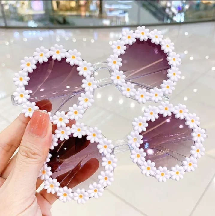 Sunglasses Cute Acrylic Flower Outdoor Sun Protection Sun Glasses Kids Girls Boys UV400 Eyewear