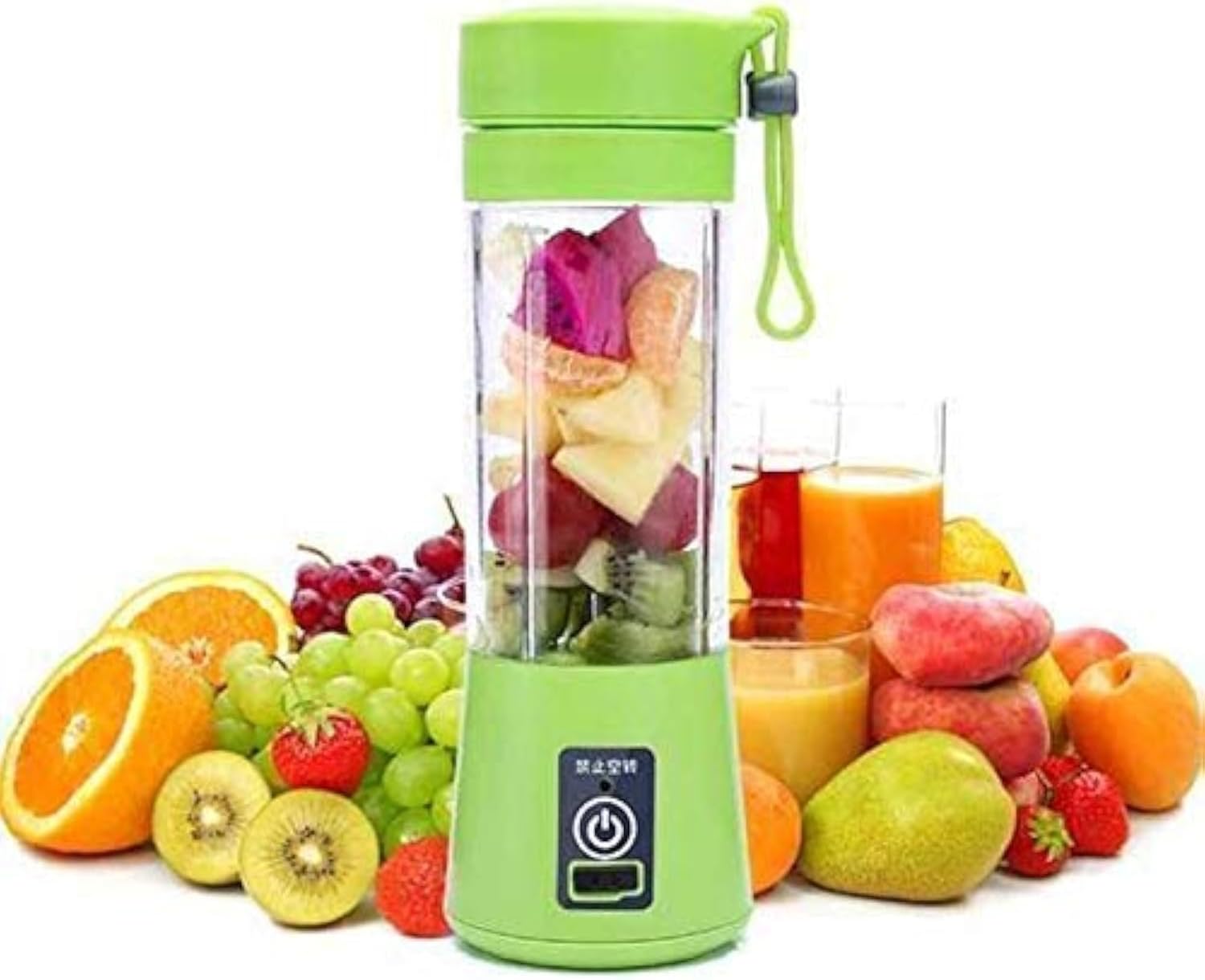 Portable 6-Blade Juicer Blender With Built-in Jar, Mixer Bottle, USB Rechargeable Personal Size Grinder for Juices, Protein & Milk Shakes - 380ml (Multi Colour) (No Color Choice)