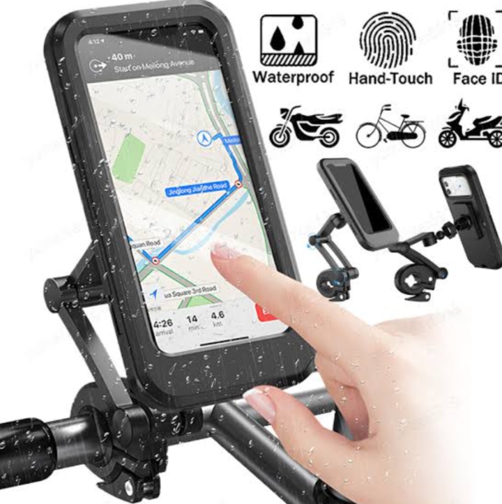 360° Rotating Bike & Motorcycle Phone Holder Adjustable Mobile Mount Touch Friendly Design for Maps & Navigation