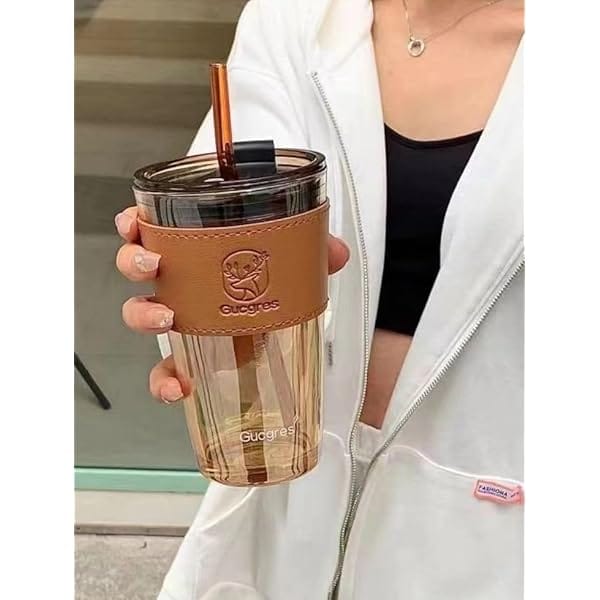 450ml Bamboo Glass Straw Cup