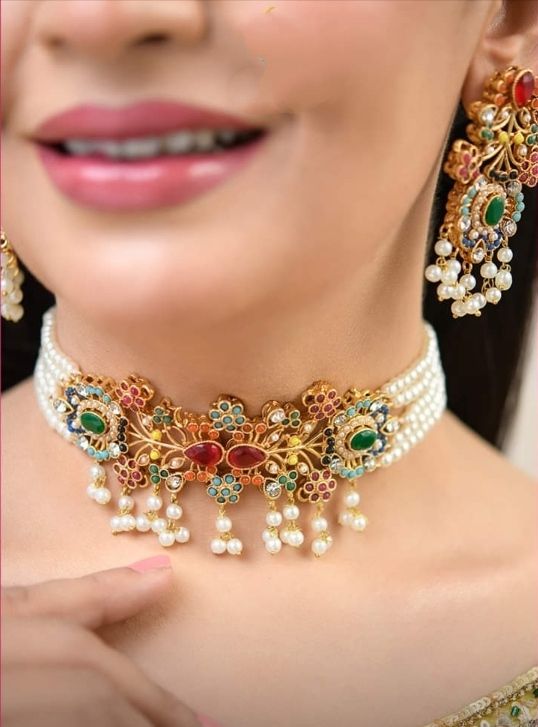 All Season Traditional Bridal Jewellery for Women – Premium Alloy Chokkar Necklace Set for Party and Wedding