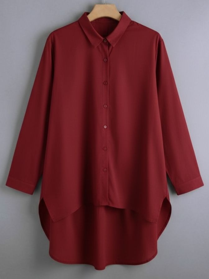Cotton Fold Collar With Long Sleeve Blouse Shirt For Women's Casual Wear