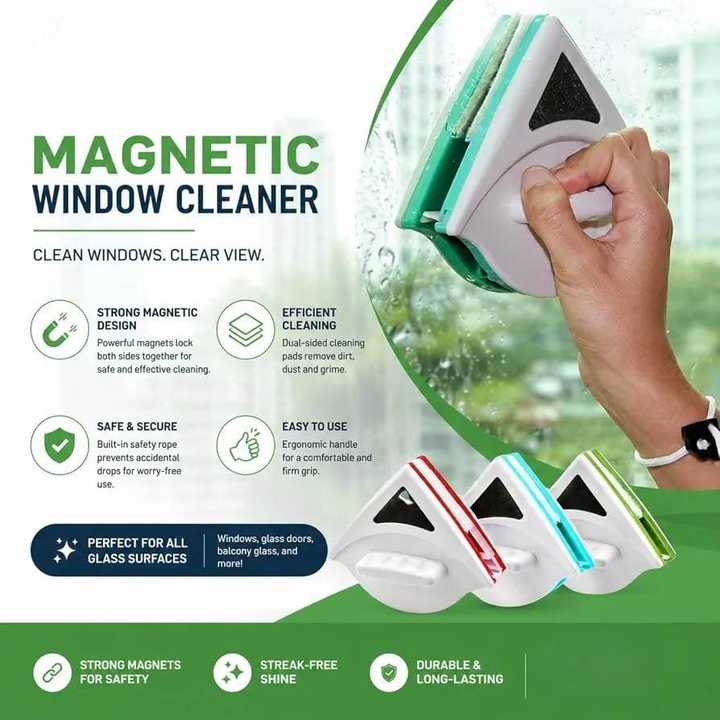 Magnetic Window Glass Cleaner | Double-Sided Magnetic Glass Wiper | Window Cleaning Tool | Glass Cleaner for Home