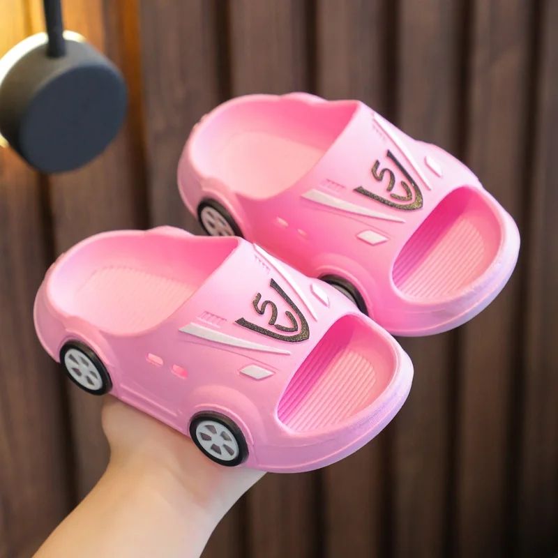 Kids' Slippers 2024 Summer Indoor Cartoon Car Girls Shoes Soft Anti-slip Boy Home Non-slip Shoes Baby Fashion Outdoor Slippers