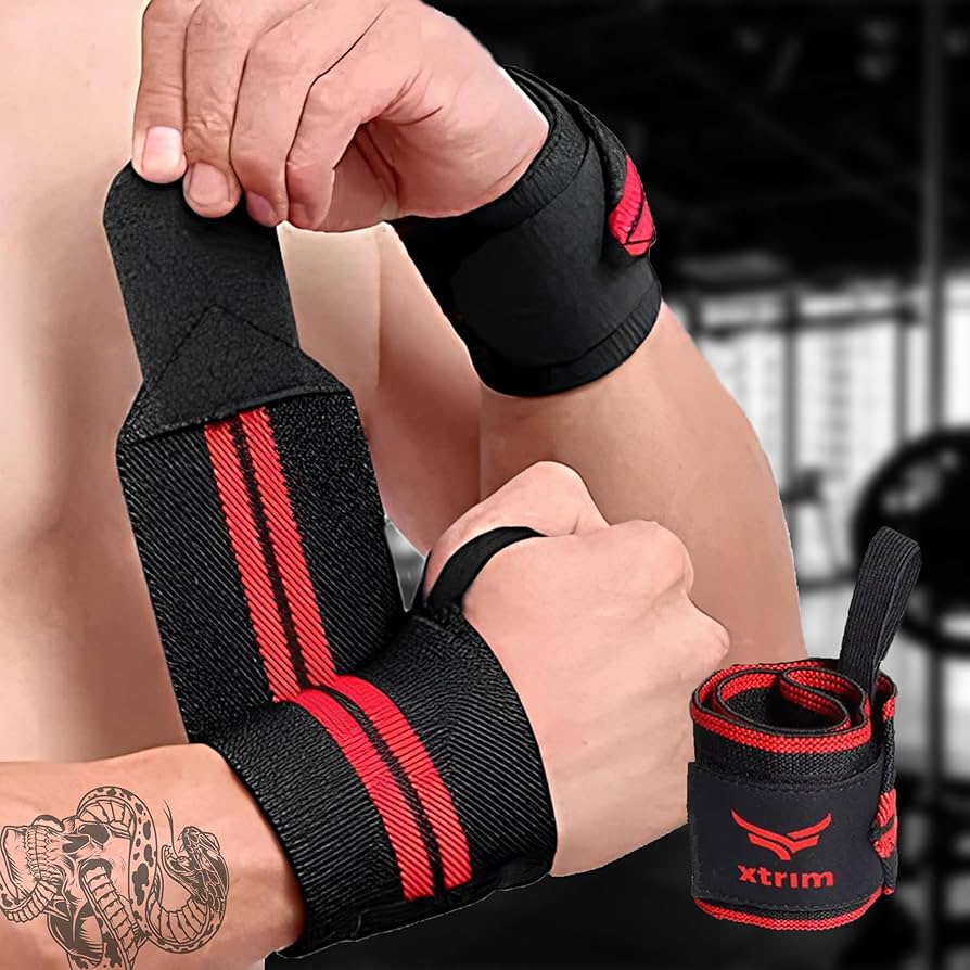 Elastic Straps for Weightlifting and Training,
Breathable Wrist Wraps with Thumb Loop and
Left/Right Tabs, Wrist Wrap for Wrist Support
and Protection, Men and Women (Pair) -
Weightlifting, Powerlifting, Strength Training,
Gym