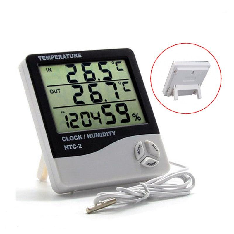 HTC-2 Digital LCD Temperature Humidity Meter Indoor / Outdoor Room Thermometer Clock Hygrometer with sensor Greenhouse Room Indoor Thermometer Monitor Clock Beep, Egg Incubator, Fish Tank Temperature Controlling.