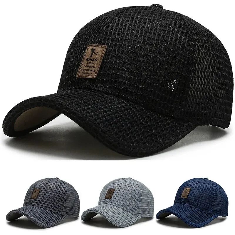 Summer Cotton Mesh Vintage Snapback Cap for Men - Adjustable Military Army Sun Hat with Flat Top