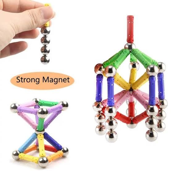 Magnetic Balls Sticks Building Block Toy Magnetic Construction Set 3D Shapes Educational Games Magnets For Kids Children - 63 pcs