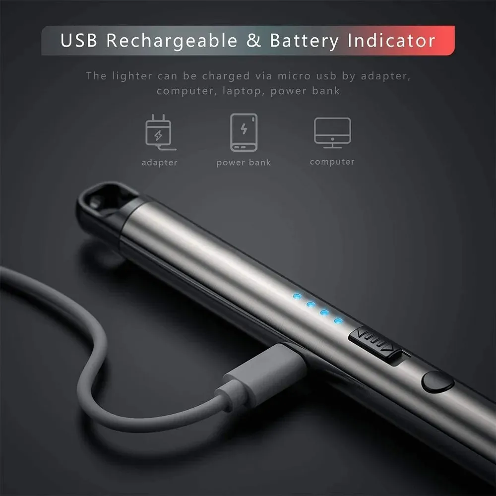 Electric Arc USB Rechargeable Flameless Arc Lighter Flexible and Windproof for Candles, Hiking, Camping, Kitchen, Fireplaces 360 degree free rotation