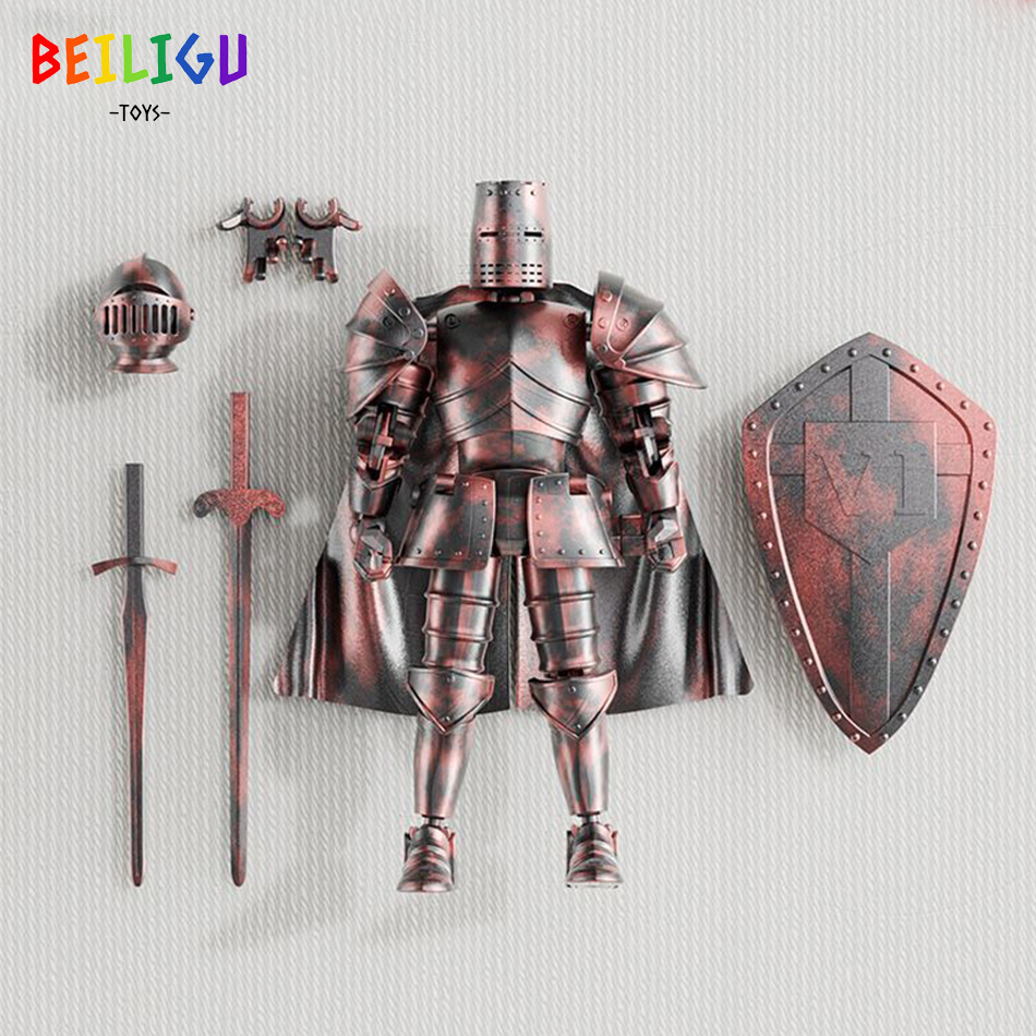 Europe Medieval Knight Multi-Joint Movable Action Figures Warrior Robot Sword Shield Assembly Toy Collection Model Holiday 