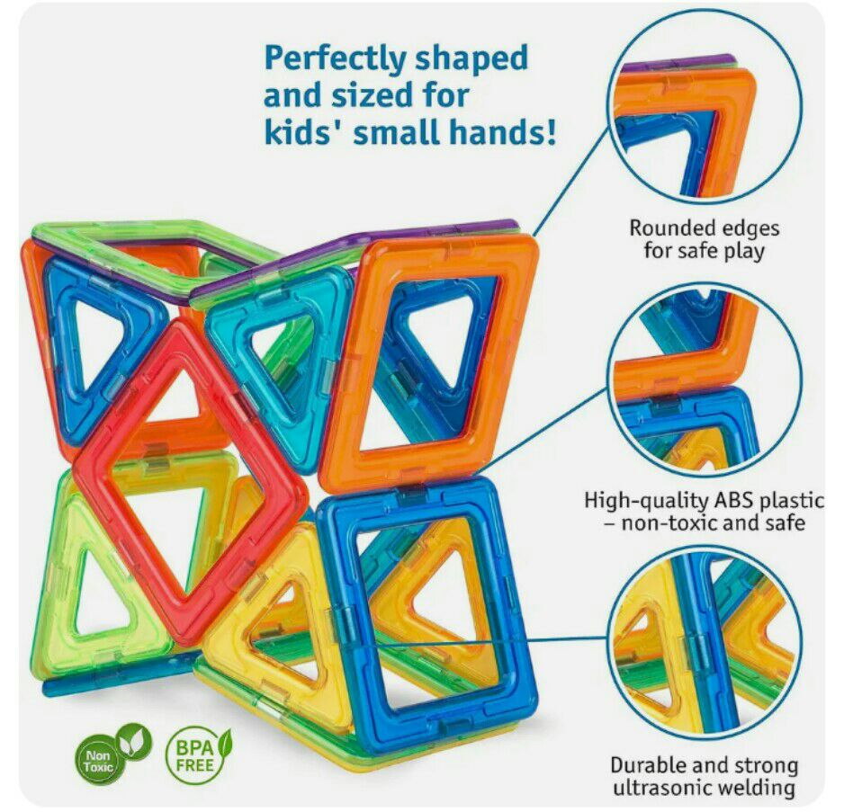 Magnetic Tiles Building Blocks, Magnet Toys For Kids, Educational Toys, 3D Magnet Puzzles Stacking Blocks For kids total 100pcs  ,