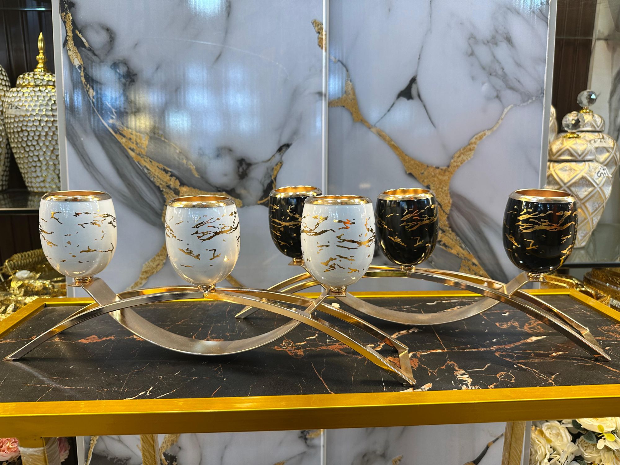 15.75" Width Metal Candle Holder Stand  3 Arms