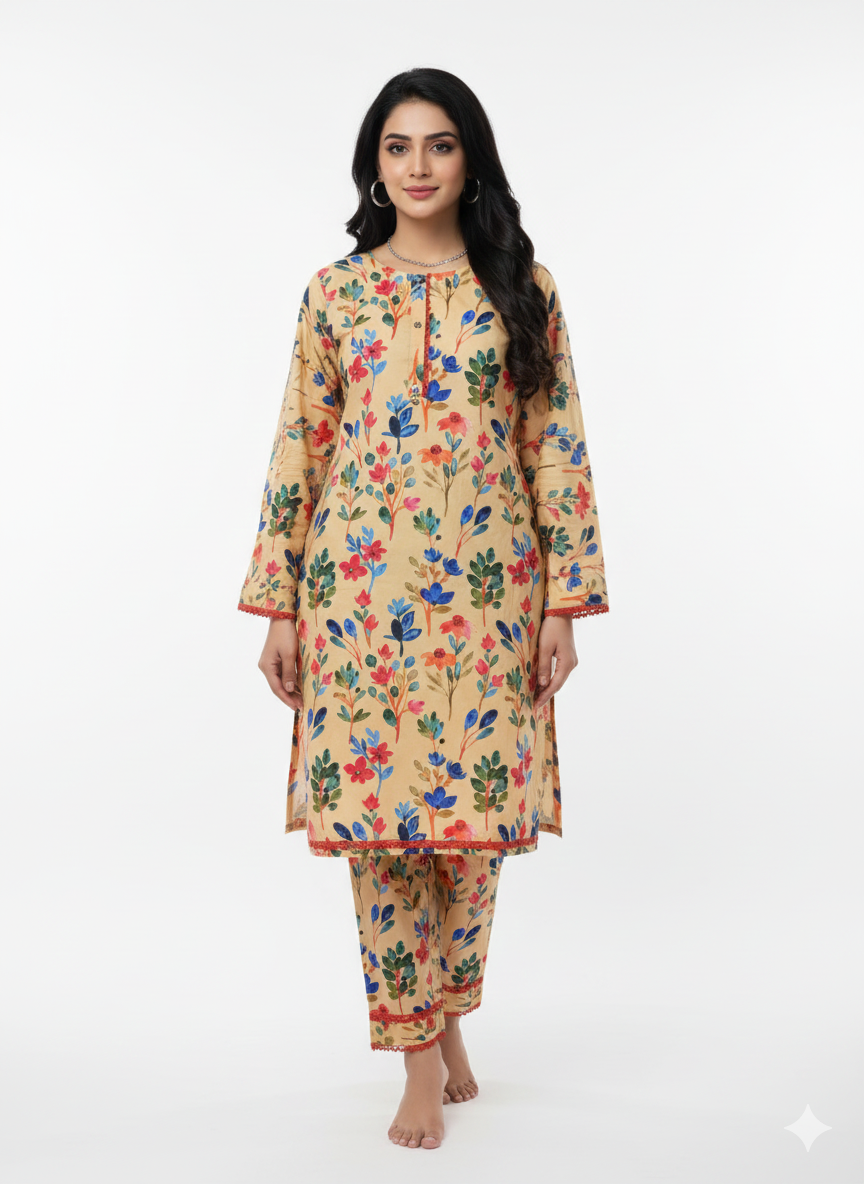 Dress for girls  - Girls Dress  -  Night Dress for Girls - Dresses for women  - Clothes for Girls  - Stitched Dresses for Women - Lawn Cotton -  Kurti trouser