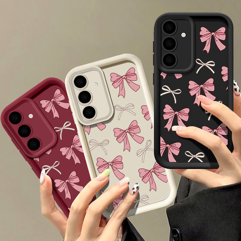 Bow Tie Silicone Case For   S26 S25 S24 Ultra S23 S22 Plus S25 FE A57 A37 A17 A56 A27 A36 A26 A16 A55 A35 A15 Cover