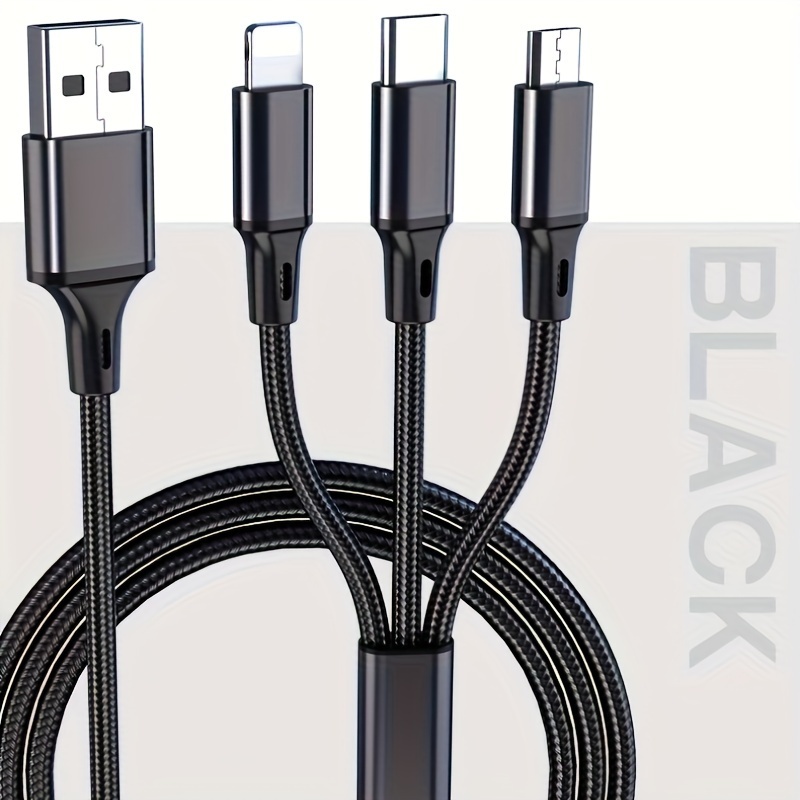 3 in 1 120W Type C Micro USB Data Cable Fast Charging Liquid Silicon Universal for All Smartphones 1.2m