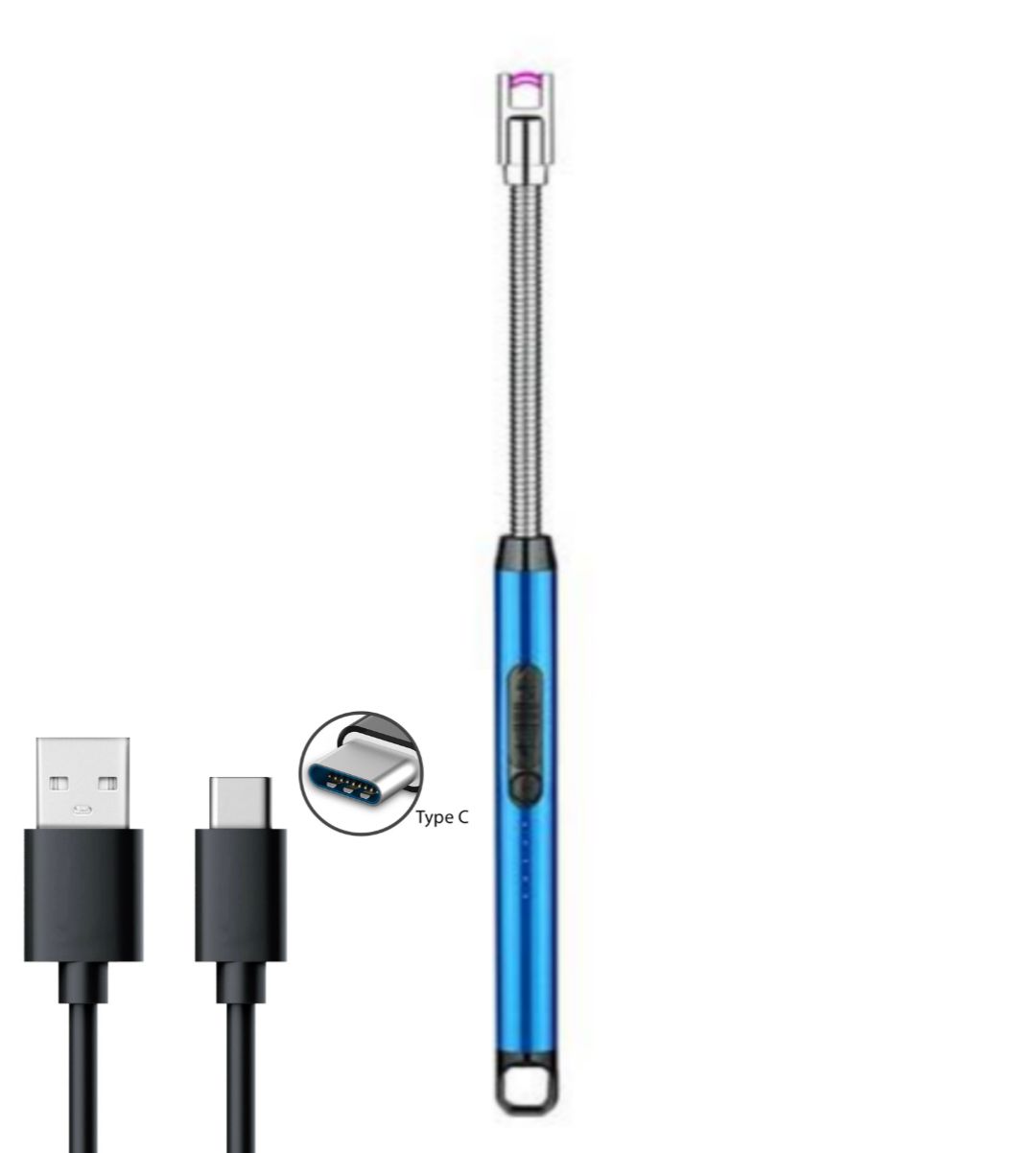 Electric Arc USB Rechargeable Flameless Arc Lighter Flexible and Windproof for Candles, Hiking, Camping, Kitchen, Fireplaces 360 degree free rotation