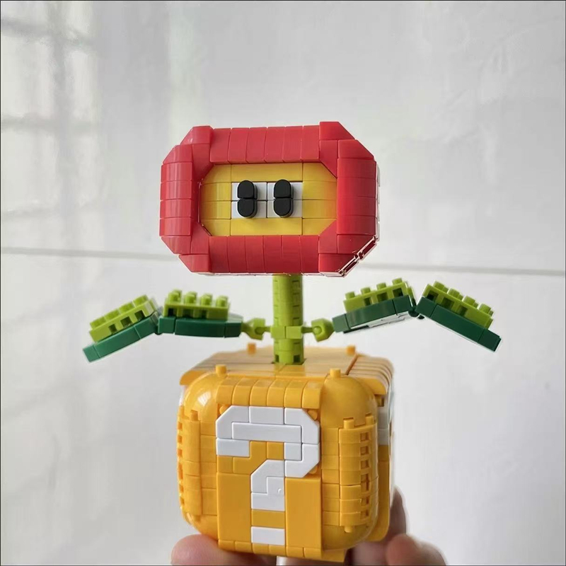 Flame Flower Man-eating Flower Building Blocks Question Mark Box Mini Building Blocks Creative Desktop Model Children's Toys