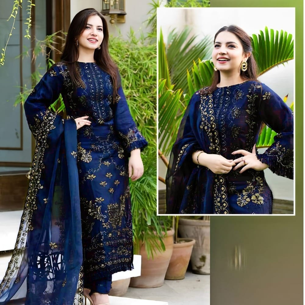 Luxury Chiffon Collection Heavy Embroidered Multicolor SummerDress With Chiffon Embroidered Dupatta SM-20