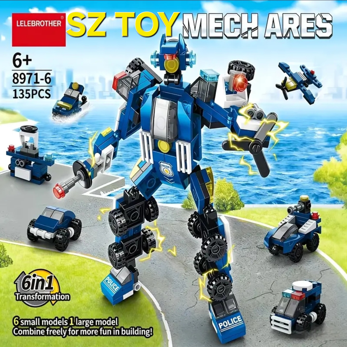 6-in-1 Robot Model Building Block Toy, Children's Educational Building Block Toy, Birthday Gift, Christmas Gift
