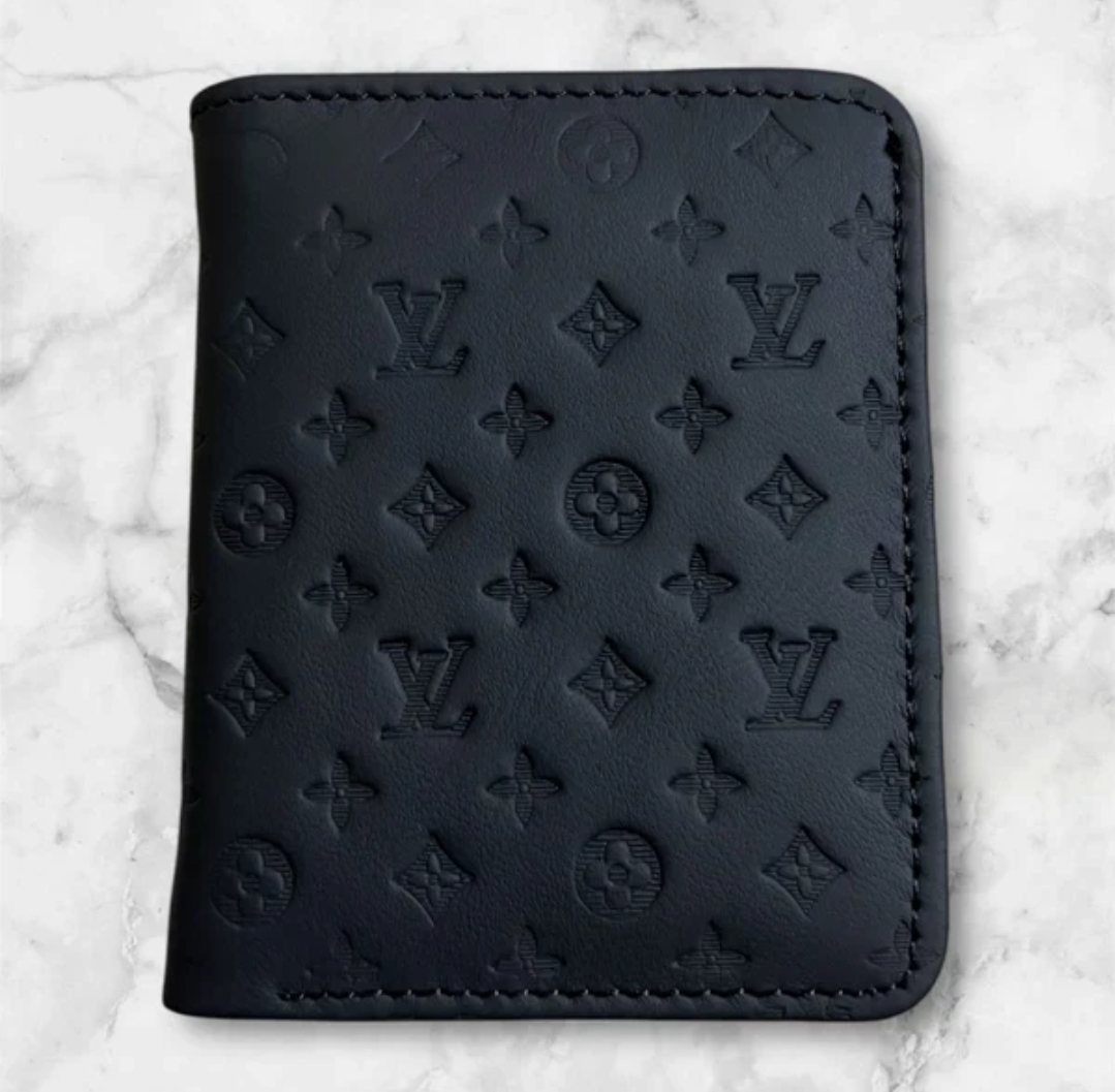 LV Style Leather Wallet for Men – Premium Embossed Design | 6 Card Slots + 1 Cash Pocket | Slim Bifold Wallet