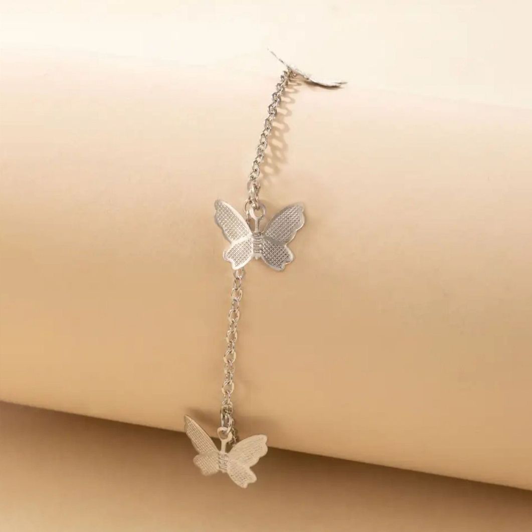 Butterfly Charm Anklet 1 Piece. (Silver)